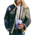 Men's jacket faux leather velvet